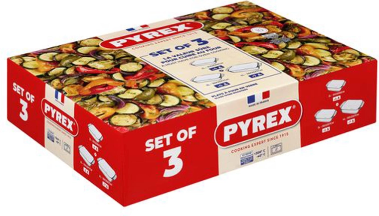 PYREX stiklinių kepimo indų rinkinys 2 l, 3 l ir 4 l