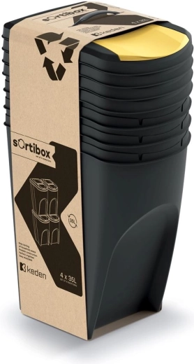 4 rūšiavimo šiukšliadėžių rinkinys Sortibox 4×35 l – perdirbta juoda