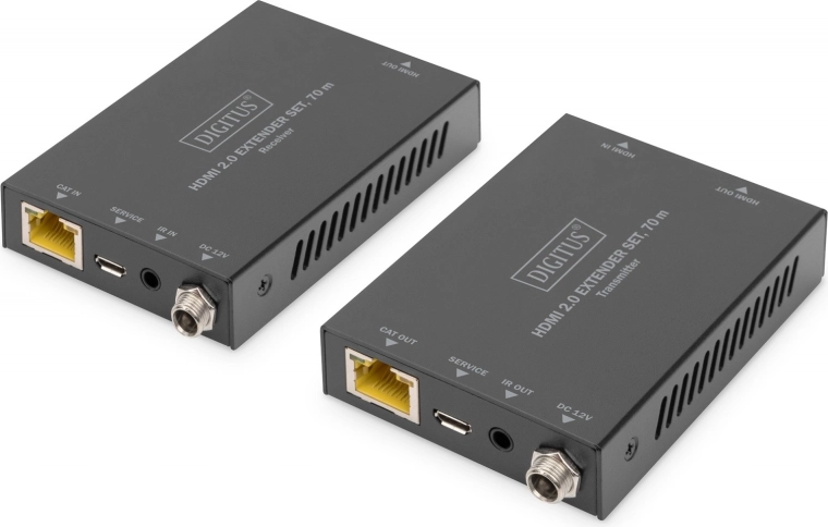 HDMI extender 70 m over network cable with PoC, 4K 60 Hz