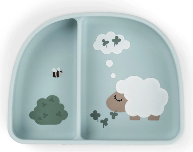 Done by Deer prilimpantis dubenėlis su skyriais Stick&Stay Tiny farm, mėlynas