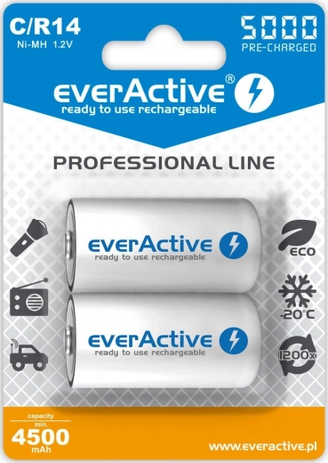 Ni-MH Batteries R14/C 5000 mAh ready to use, 2 pcs