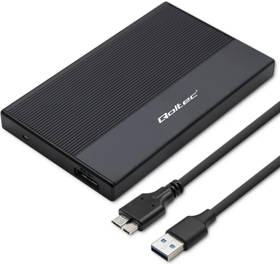 Aluminum external 2.5" SATA enclosure for SSD/HDD with USB 3.0, 5 Gb/s, 2 TB, black