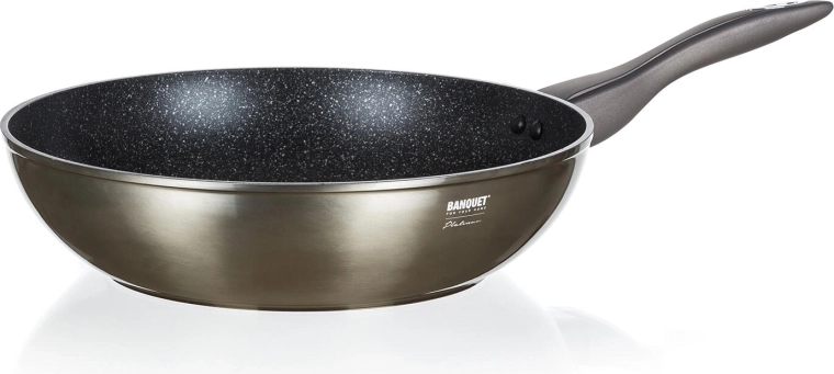 Wok pan 28 cm METALLIC PLATINUM with non-stick surface