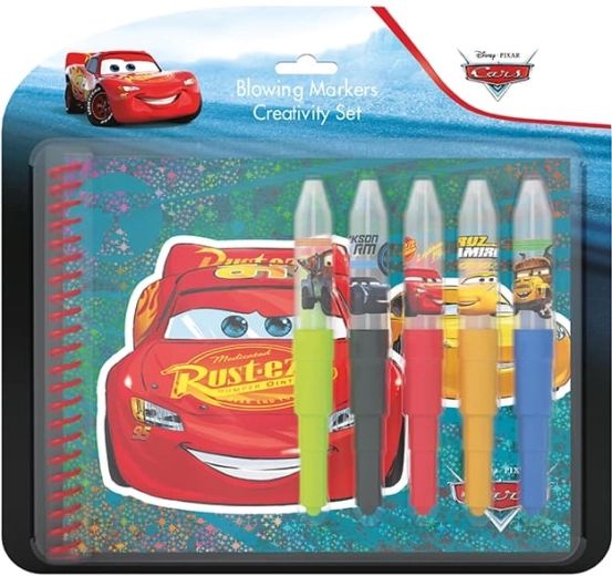 Set with blow pens and notebook – Cars