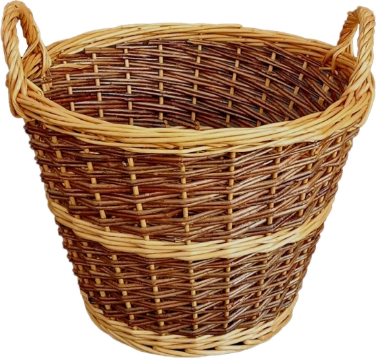 Krepšys iš neluptų vytelių žolei ir vaisiams, skersmuo 40 cm