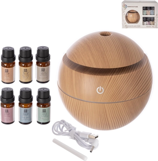 Beige electric aroma diffuser with USB power + set of 6 fragrances 10 ml