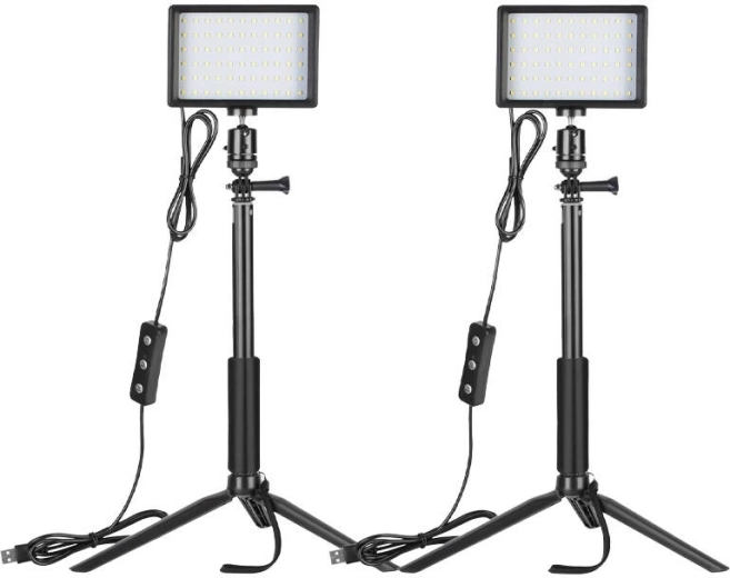 Neewer studijinis rinkinys: dvi LED šviesos su filtrais ir stovais