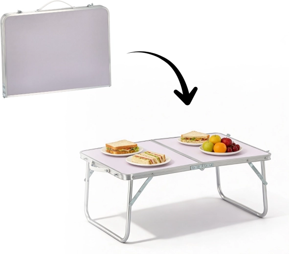 Sulankstomas turistinis stalas baltas 60 × 40 × 26,5 cm