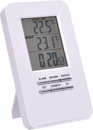 Viena ekrane rodoma vidaus ir lauko temperatūra