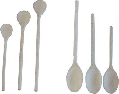 Apvalių medinių šaukštų rinkinys 3 vnt. 25–35 cm