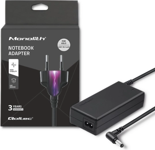 QOLTEC Power Adapter for ASUS, 65 W, 19 V, 3.42 A, 5.5 × 2.5 mm