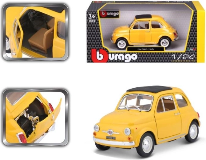 Bburago automobilio modelis Fiat 500 F 1965 geltonas 1:24