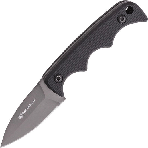 Smith & Wesson H.R.T. spear point neck knife 5 cm with titanium nitride finish