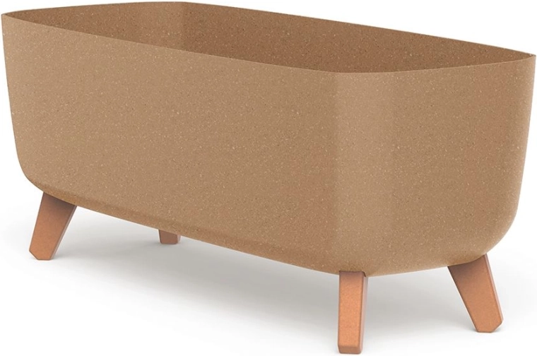 Stačiakampis vazonas ant kojelių Gracia Case Eco Wood 58 cm – su savilaistymo sistema, naturo