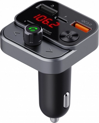 FM siųstuvas automobiliui su Bluetooth, USB ir greituoju QC3.0 įkrovimu