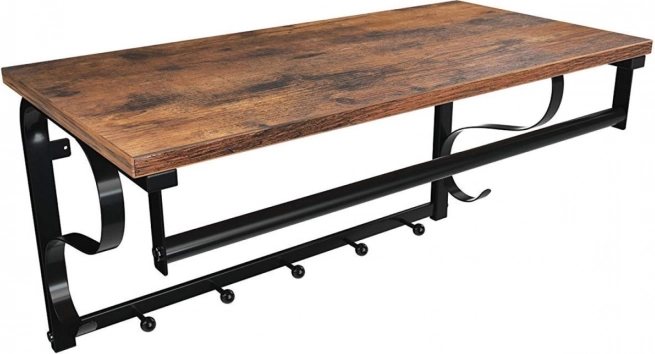Wall-mounted loft shelf with hooks and rod