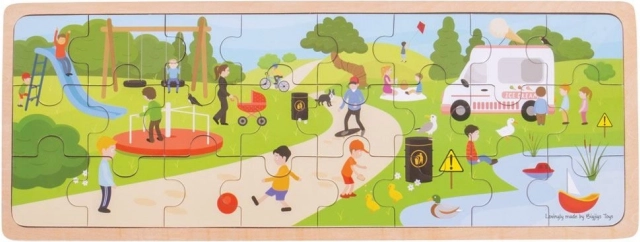 Vaikiška medinė dėlionė „Parke“