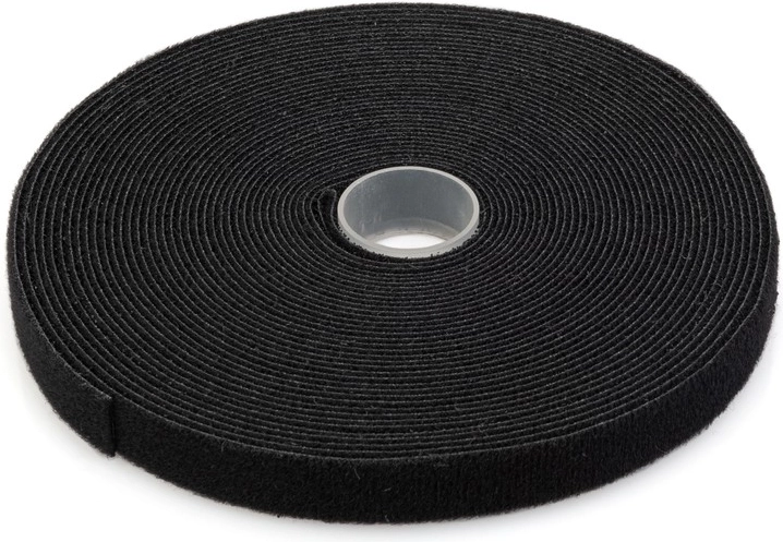 Savaime lipnus sausas „Velcro“ tipo dirželis kabeliams 15 mm, 10 m, juodas