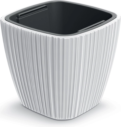 ORO Flower Pot 39 cm White – Modern Plastic Planter with Insert