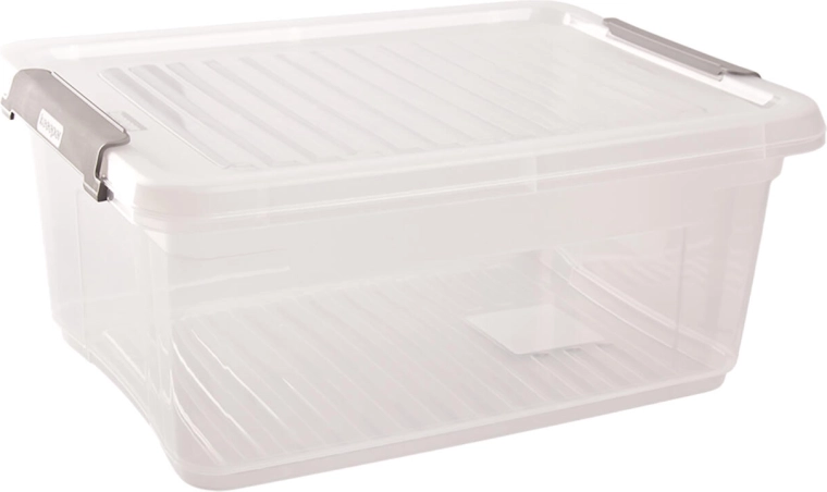 Storage box with lid and clips, 11.4 L