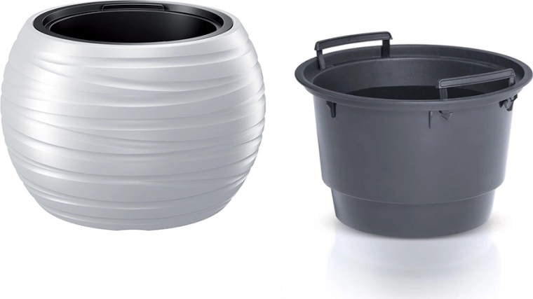 Apvalus vazonas Maze su įdėklu 39,6 cm baltas