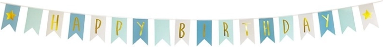 Jabadabado vėliavėlių girlianda „Happy Birthday“ mėlyna