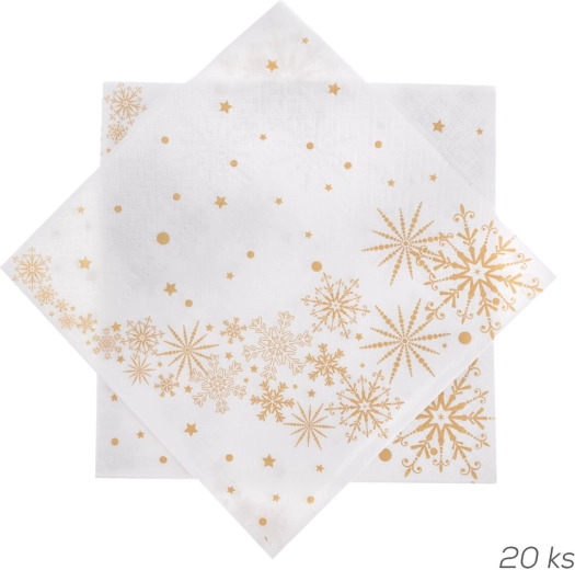Paper napkins with gold stars 33 × 33 cm, 20 pcs