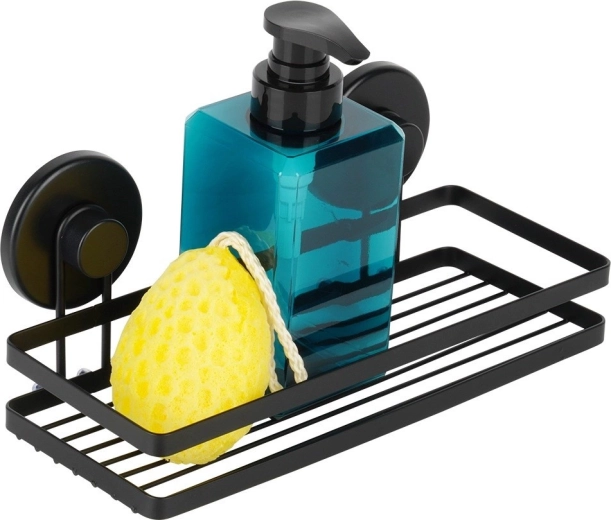 Metal shower shelf with suction cups 25 × 10 × 8.5 cm – black