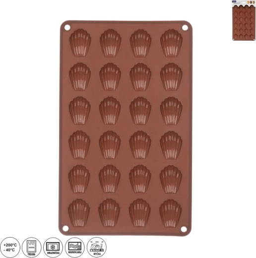 Silicone Mold for Mini Shells, 24 pcs, Brown