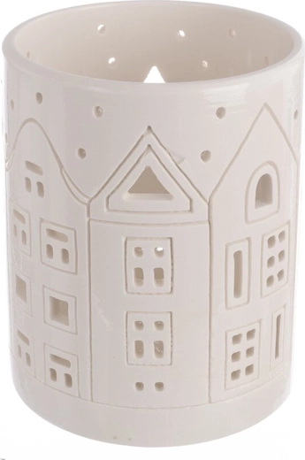 White porcelain house candle holder