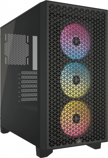 Corsair 3000D RGB Airflow ATX mid‑tower korpusas su grūdintu stiklu, juodas