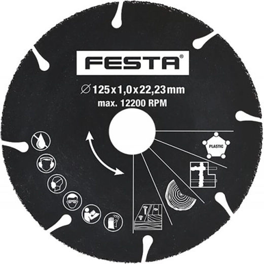 Universalus pjovimo diskas 125 × 1,0 × 22,2 mm, karbidinis FESTA
