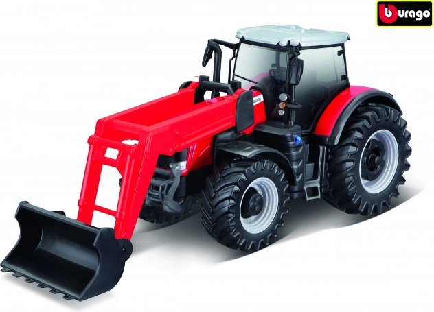 Bburago Farmland traktorius Massey Ferguson 8740S su priekiniu krautuvu 10 cm