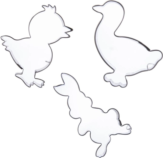 Nerūdijančio plieno sausainių formelių rinkinys „Velykos“ 5–6 cm, 3 vnt.
