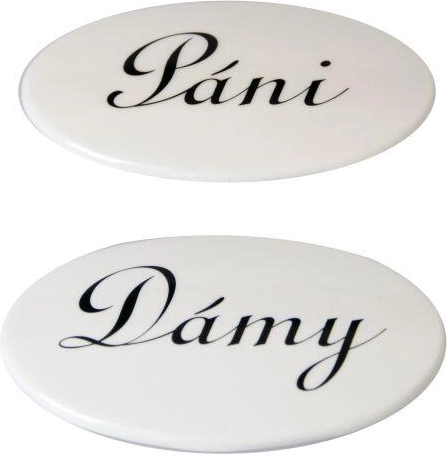 Durų ženkliukų rinkinys „Damos“ ir „Ponai“ – baltas, plastikas, 2 vnt.