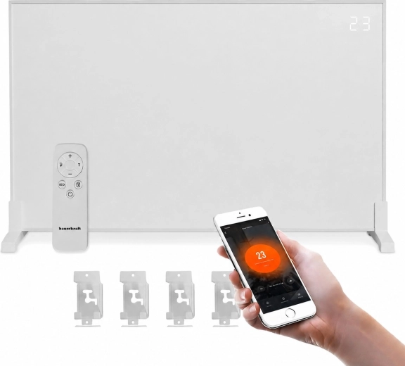 Infraraudonųjų spindulių šildymo panelė Bauerkraft 800 W su Wi‑Fi ir LED ekranu 60 × 100 cm