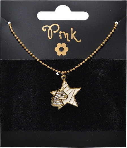 Gold-plated necklace with star and unicorn pendant