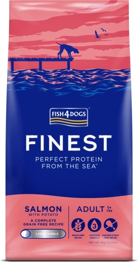 Fish4Dogs Finest kibble for adult large-breed dogs, salmon with potatoes 6 kg