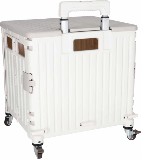 45 l capacity, lid and stable chassis on 4 wheels