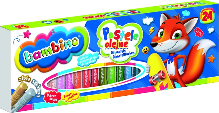 Bambino aliejinės pastelinės kreidelės, 24 spalvos