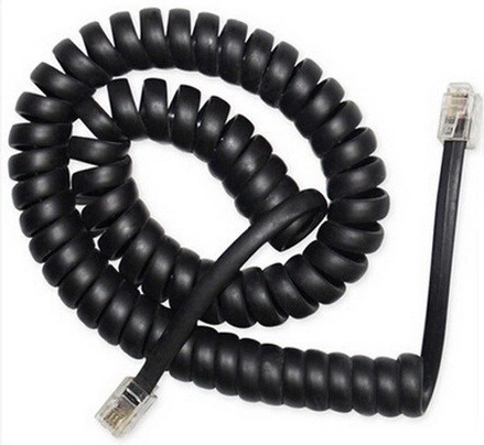 Spiral Telephone Cable RJ10/4P4C 2m Black