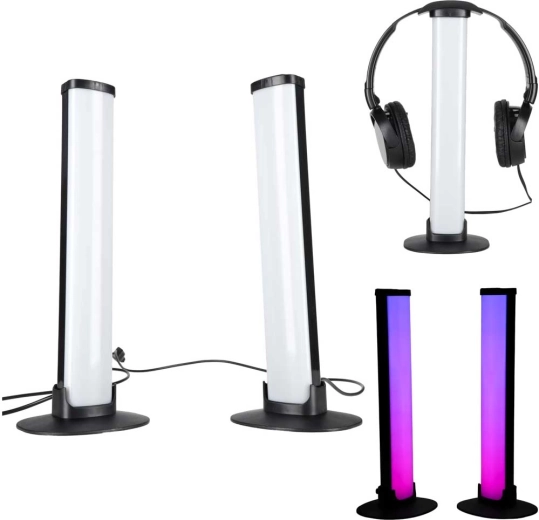 Gaming desktop LED RGB light bars with remote control (2 pcs)