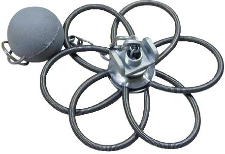 Chimney brush head with 6 springs and weight, stainless steel, 130–230 mm