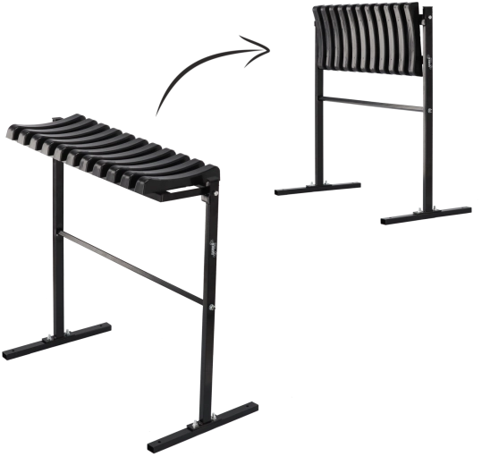 Folding cemetery bench 68 cm with base plates, black