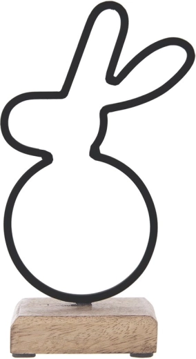 Metal and mango wood rabbit decoration