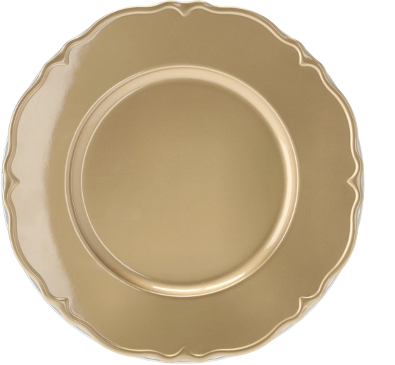 Decorative gold charger plate 33 cm with embossed rim