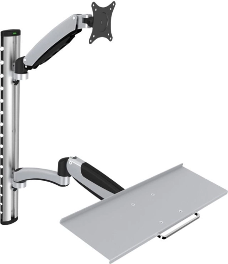 Wall-mounted arm for monitor and keyboard, max. 27", max. 8kg, 360° rotatable