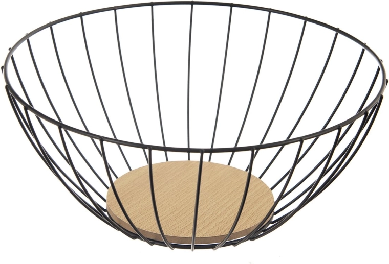 Radka Fruit Basket, Metal & Wood, 28 cm