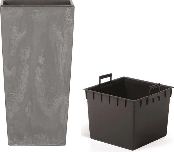 Urbi Square Planter concrete effect marengo with insert 14 × 14 × 26.5 cm