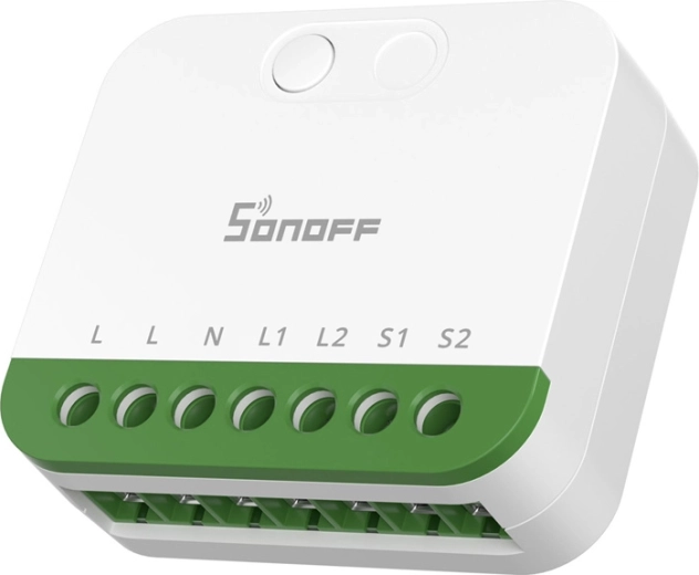 Sonoff mini-2gs matter dviejų kanalų išmanusis sieninis jungiklis